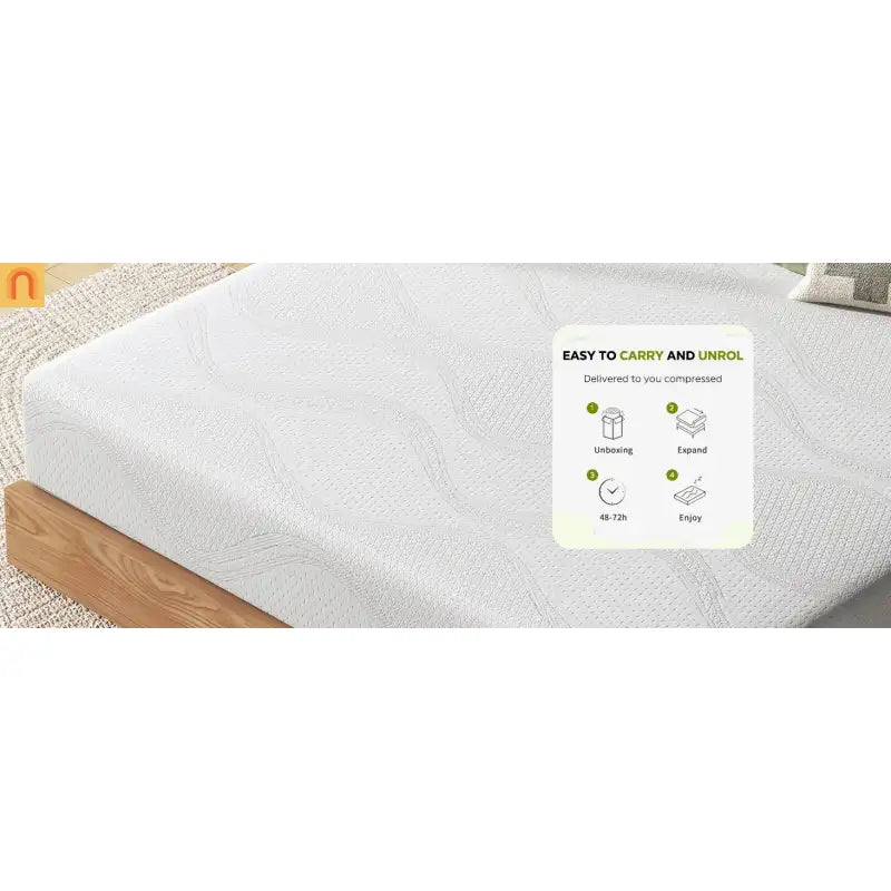 Mattress Memory Foam White Twin 12in Cooling Gel Washable Cover
