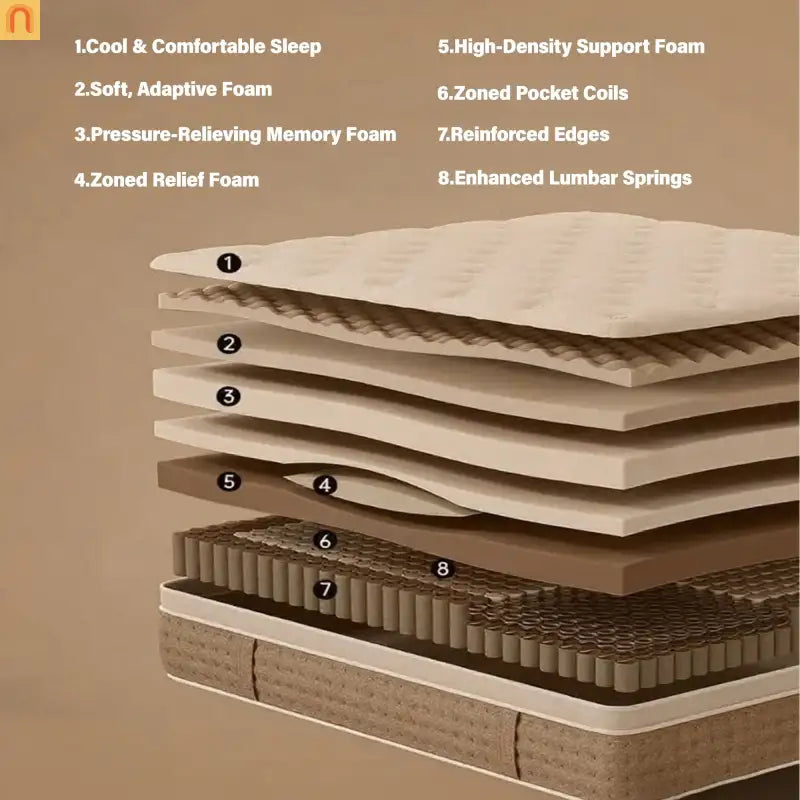 Mattress Hybrid Gel Memory Foam Pocket Springs Full 12in Medium Firm