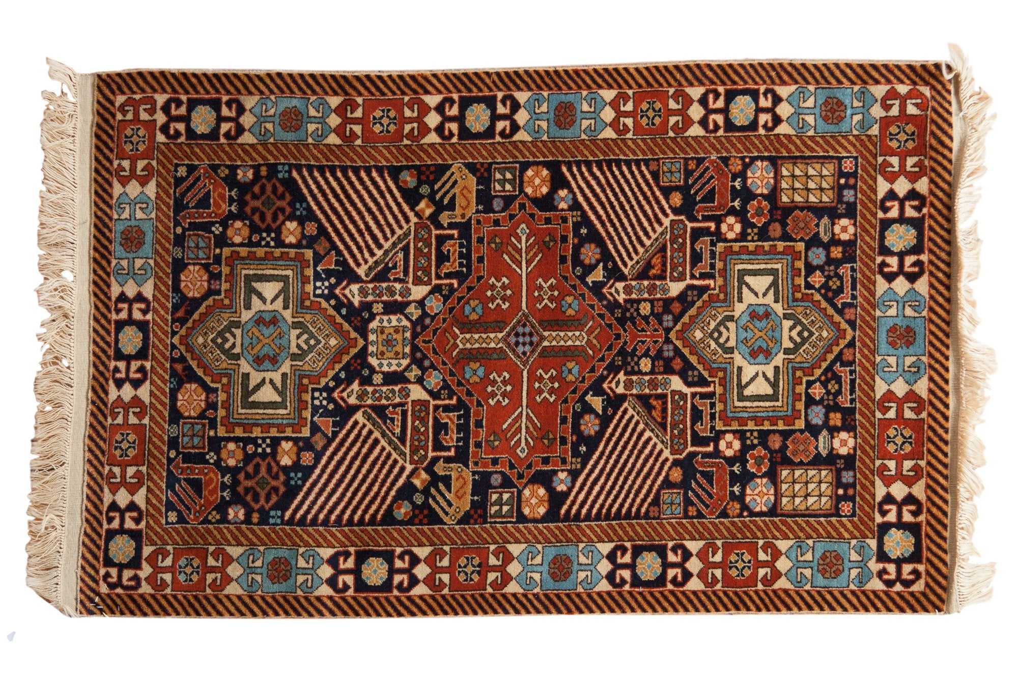 3.5x5.5 Vintage Romanian Akstafa Design Rug