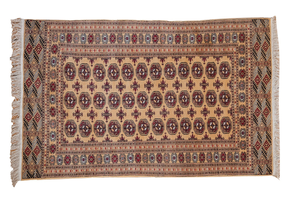 4x6.5 Vintage Pakistani Bokhara Design Rug