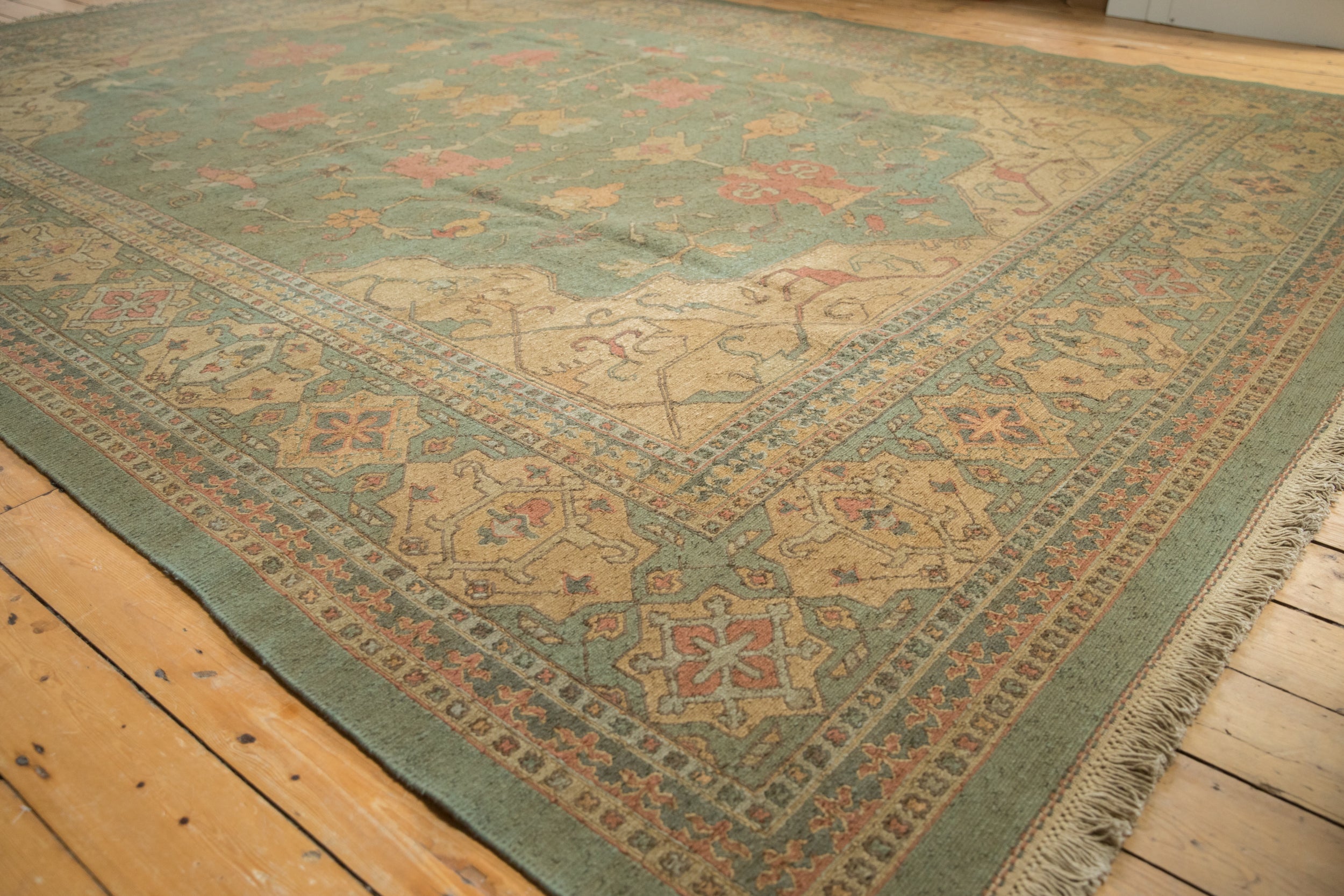RESERVED 10x13.5 New Tea Washed Indian Soumac Design Carpet