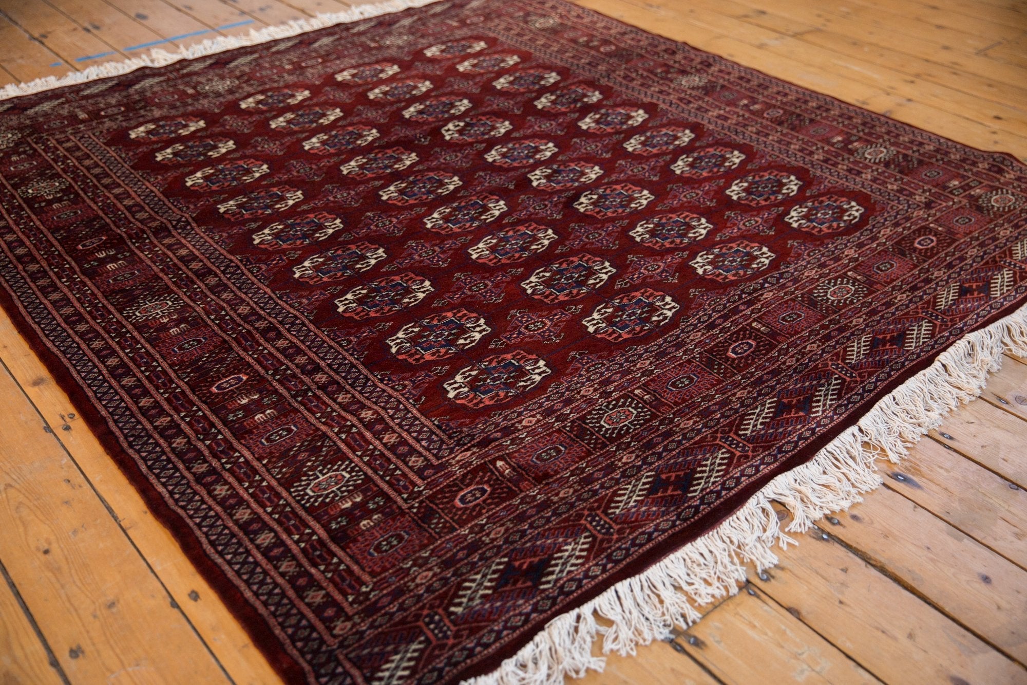 6x6.5 Vintage Fine Pakistani Bokhara Design Square Carpet