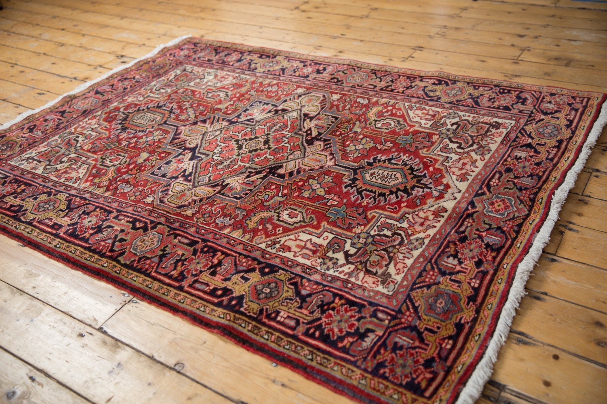5x6 Vintage Heriz Square Rug