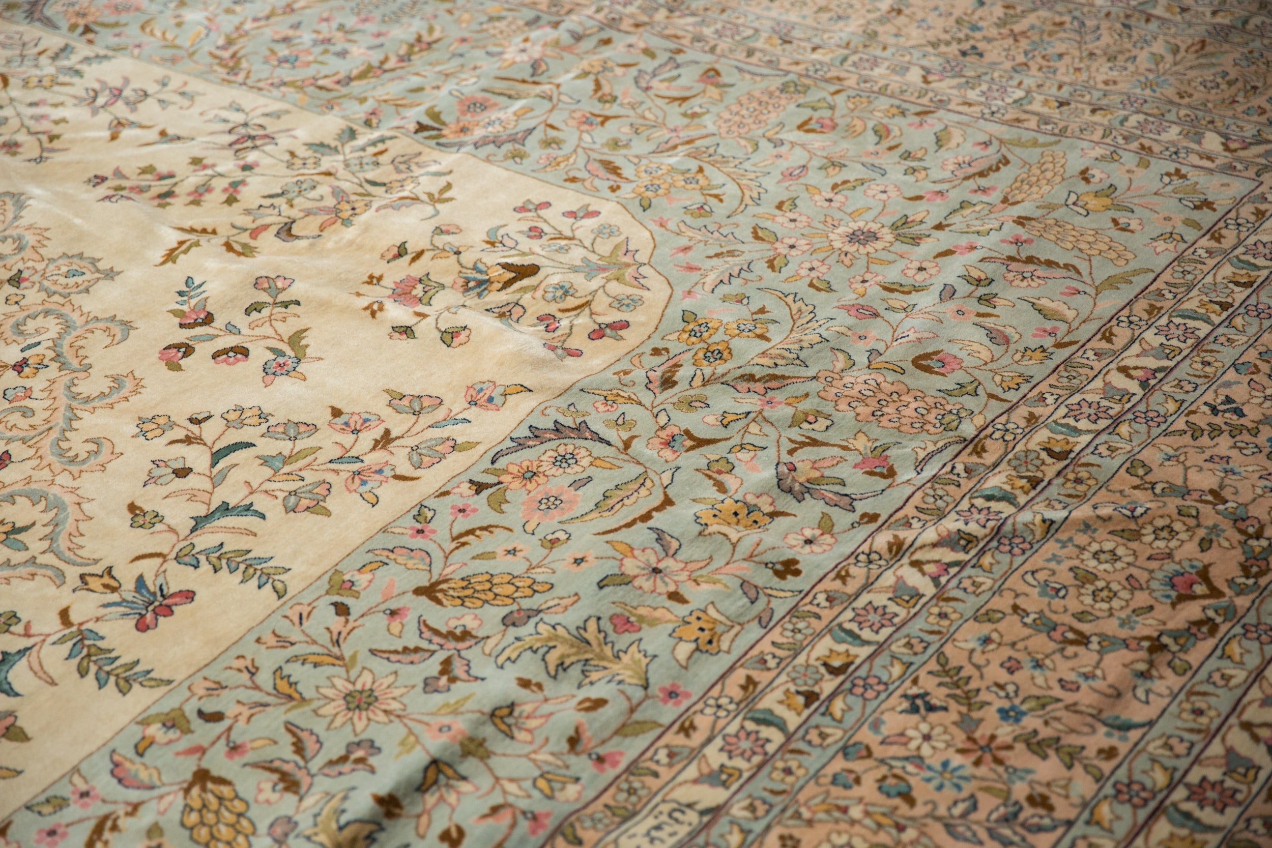 12x12 Vintage Bulgarian Kerman Design Square Carpet