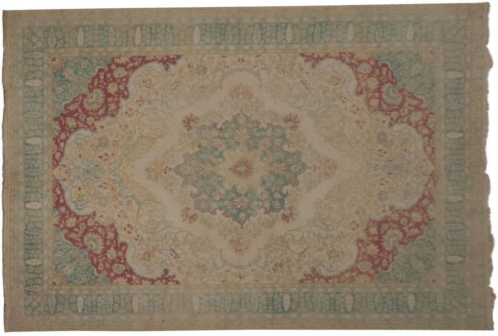 6x9 Vintage Distressed Bulgarian Kerman Design Carpet