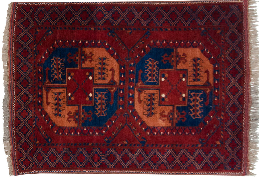 3x4 Vintage Pakistani Ersari Design Square Rug
