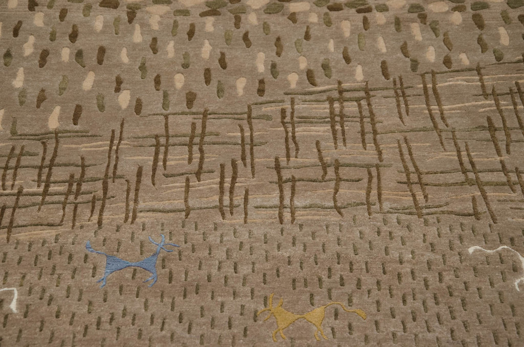 6x9 New Indian Folk Art Design Carpet