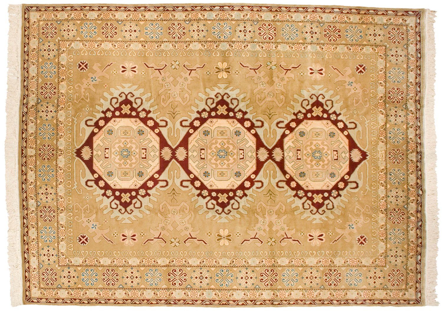 9x12 Vintage Distressed Bulgarian Caucasian Design Carpet