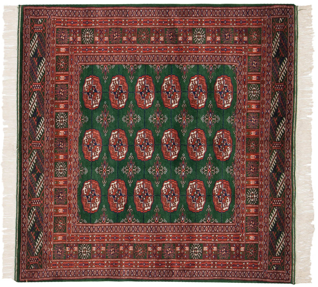 4x4 Vintage Fine Bokhara Square Rug