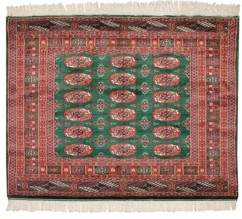 4x4 Vintage Fine Bokhara Square Rug