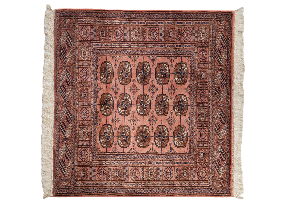 4x4 Vintage Fine Bokhara Square Rug
