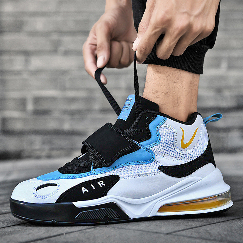 Men's autumn winter high-top air cushion basketball shoes middle school students sports thick-soled running shoes