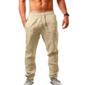 Men's Casual Cotton Linen Elastic Waist Pants with Streetwear Style