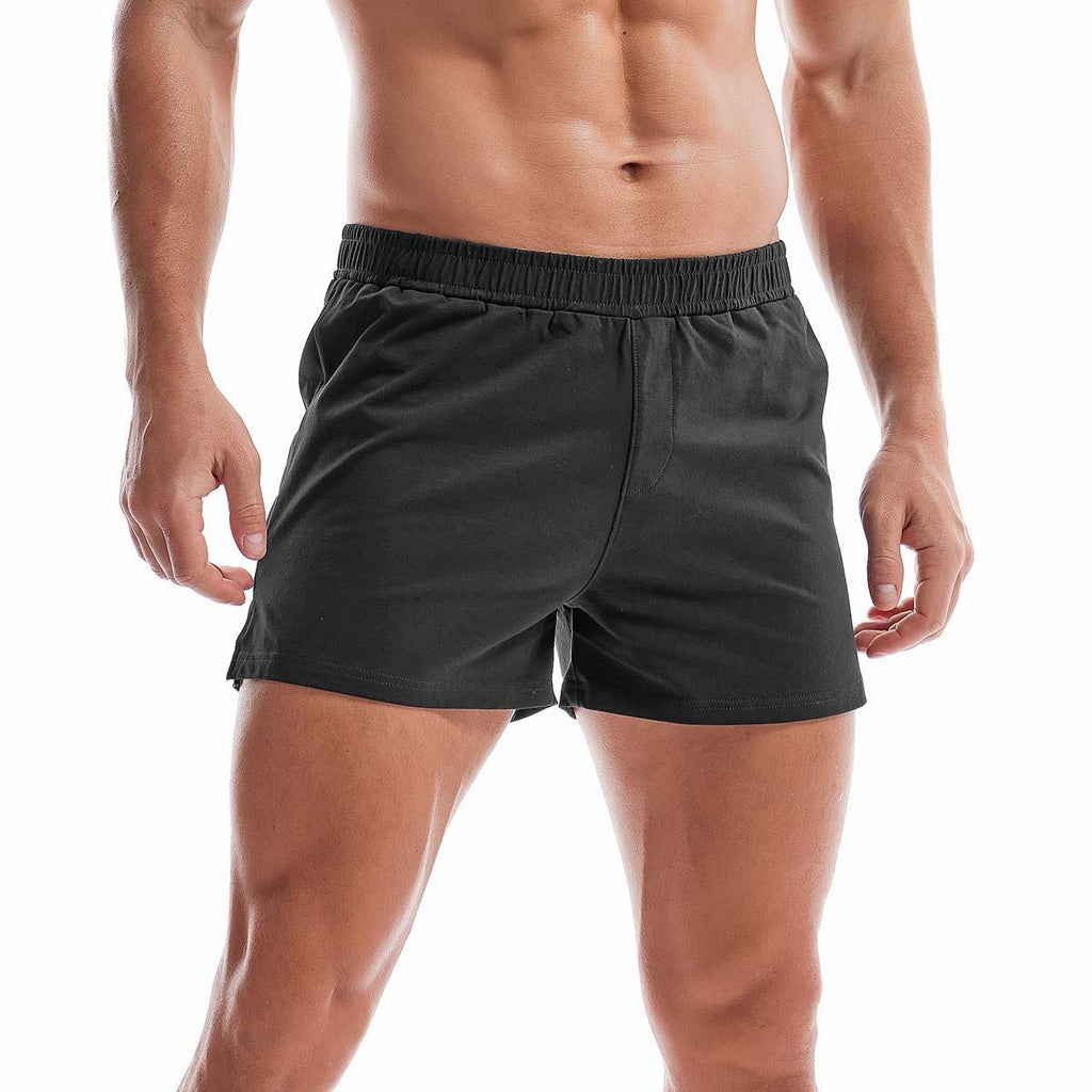 Mens Cotton Sleep Bottoms Lounge Home Pajama Shorts Elastic Waist Breathable Solid Underwear Boxers Man Jogger Yoga Sport Shorts Bodybuilding Workout Shorts Lightweight Running Lounge Cotton Sleep Bottoms