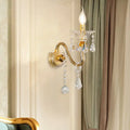 DecorBites™ Mid-Century 1/2 Lights Wall Sconce with Brass Candle Design and Crystal Shade