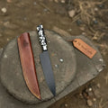 Black Blade Chef Knife Full Tang with Custom Handle & Leather Sheath