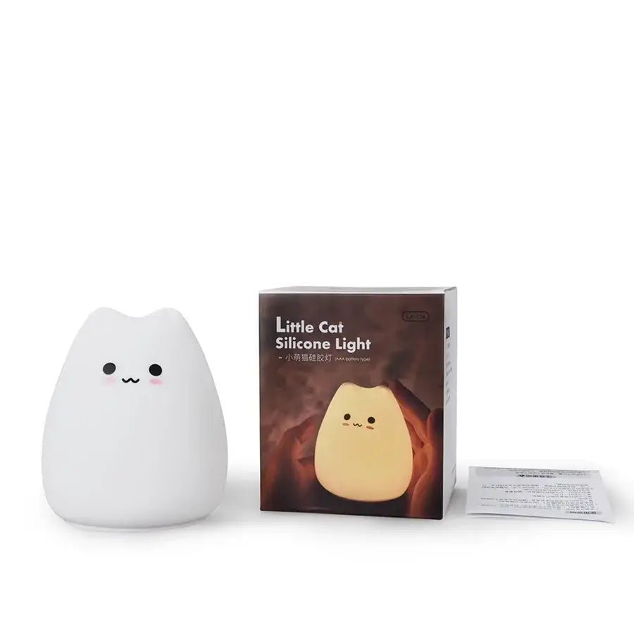 Minimalist cat silicone led night light bedroom lamp 3 colors