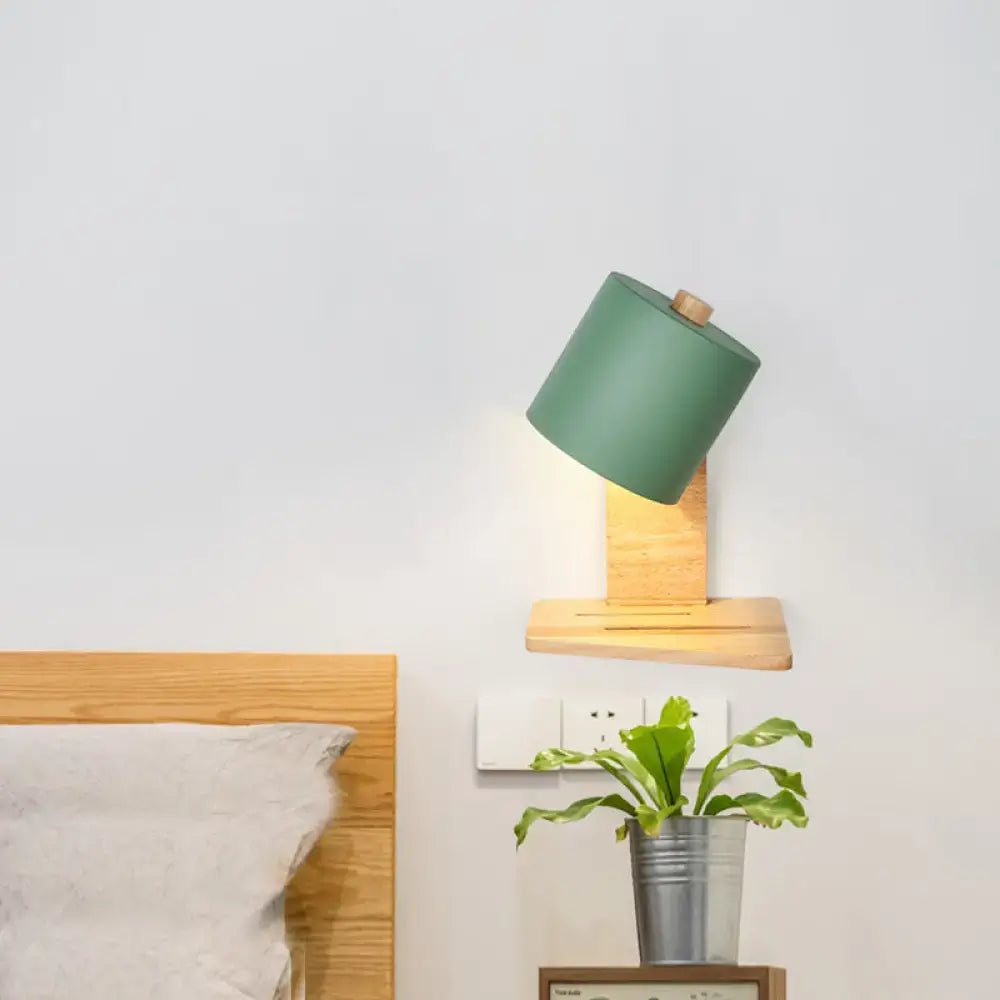 Minimalist white and green nordic wood wall sconce bedroom light