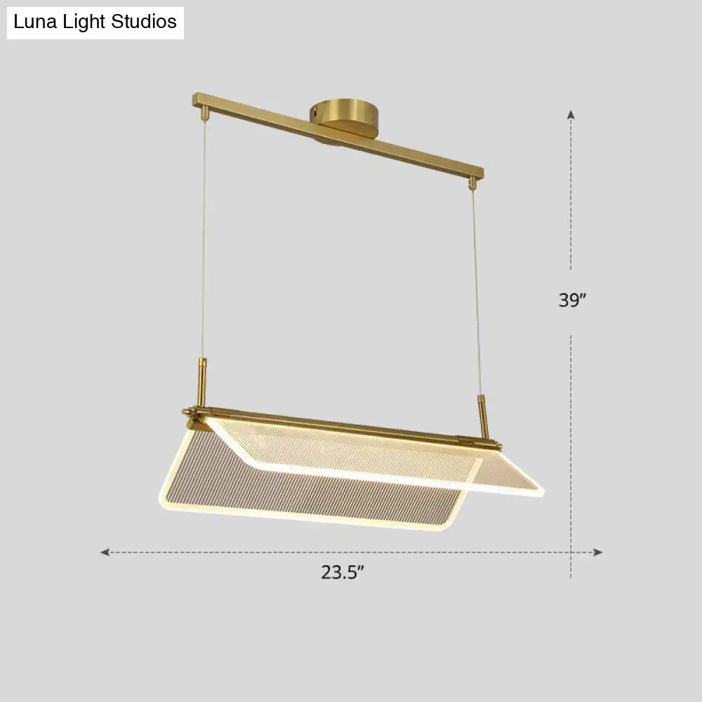 DecorBites™ Minimalistic Acrylic Dining Room Pendant Light - Folding Island Light in Gold