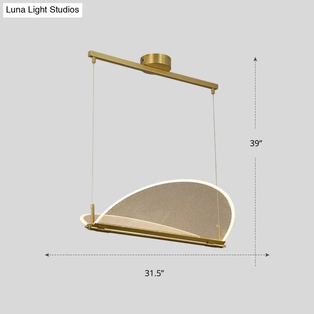DecorBites™ Minimalistic Acrylic Dining Room Pendant Light - Folding Island Light in Gold