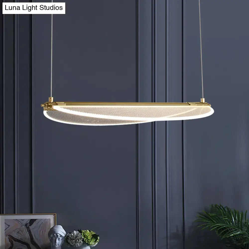 DecorBites™ Minimalistic Acrylic Dining Room Pendant Light - Folding Island Light in Gold