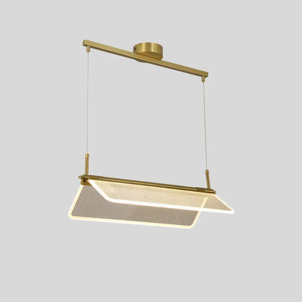DecorBites™ Minimalistic Acrylic Dining Room Pendant Light - Folding Island Light in Gold