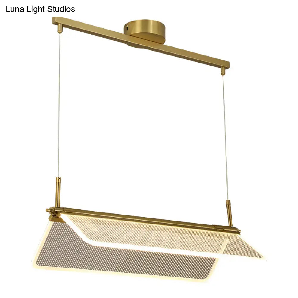 DecorBites™ Minimalistic Acrylic Dining Room Pendant Light - Folding Island Light in Gold