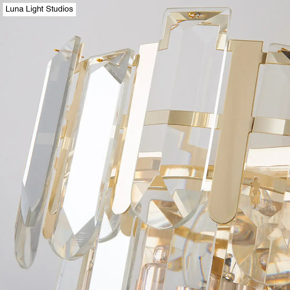 DecorBites™ Modern 3-Headed Crystal Wall Sconce with Gold 4-Layer Mount