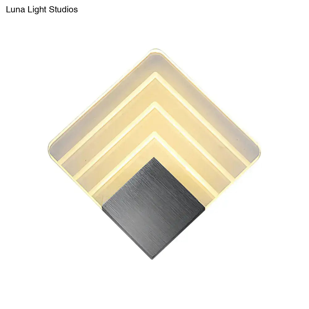 Modern aged silver & black square led wall sconce bedroom light