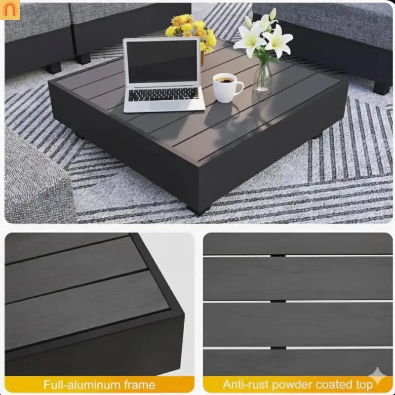 Outdoor Sectional Set Aluminum Gray 5 Piece Modular Olefin Cushions