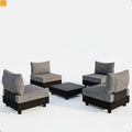 Outdoor Sectional Set Aluminum Gray 5 Piece Modular Olefin Cushions