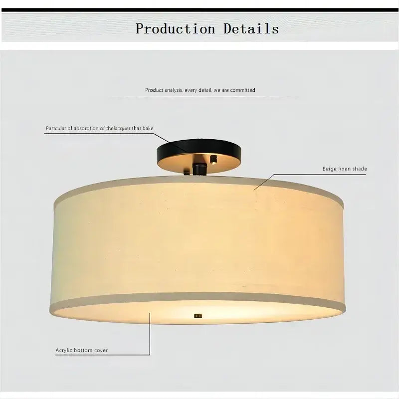 DecorBites™ Country Fabric LED Ceiling Light, Modern Wrought Iron Chandelier for Dining Room