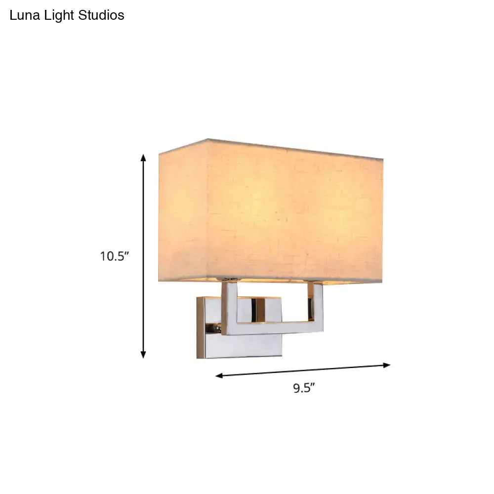Modern beige rectangular wall sconce bedroom fabric light 110v-120v