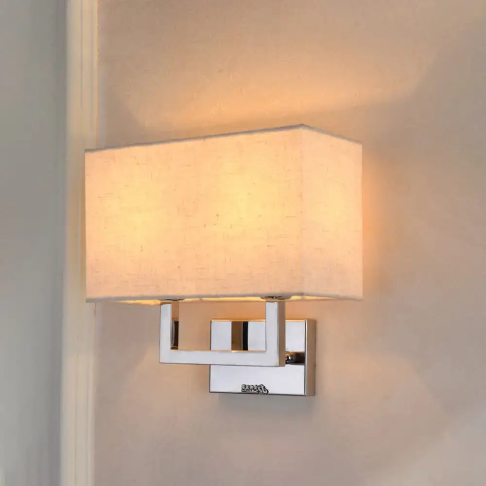 Modern beige rectangular wall sconce bedroom fabric light 110v-120v