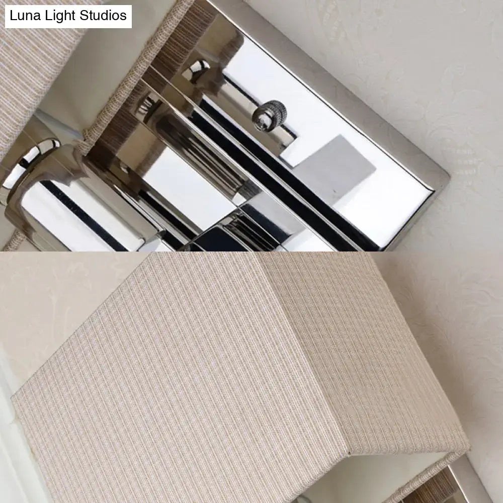 Modern beige ribbed fabric wall sconce bedroom light e12 e14 110v-120v