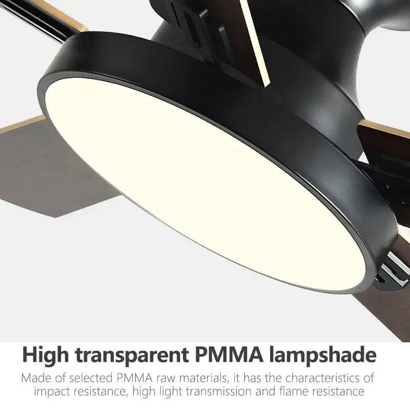 Modern black and wood ceiling fan light living room chandelier