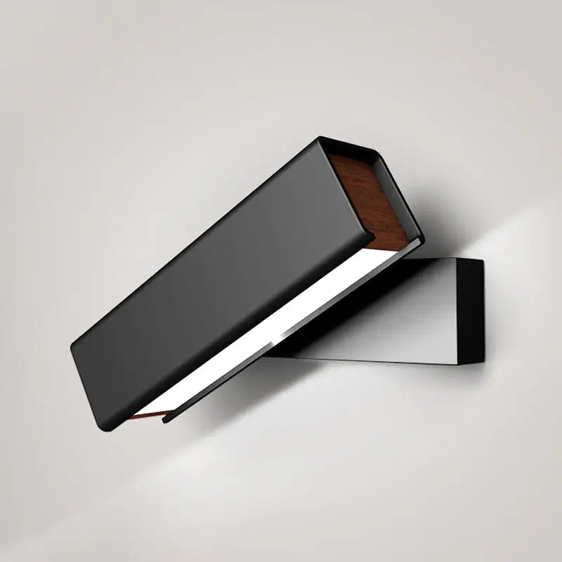 Modern black and wood rotatable led sconce lamp for bedroom