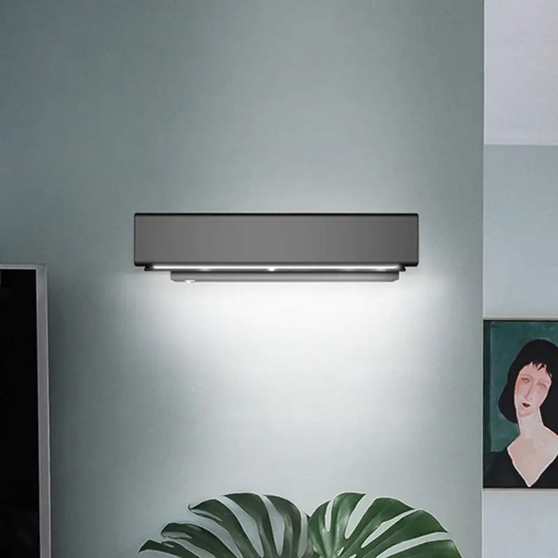 Modern black and wood rotatable led sconce lamp for bedroom