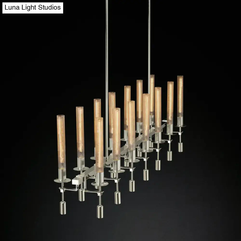 Modern black & brass tube island chandelier – kitchen hanging lamp