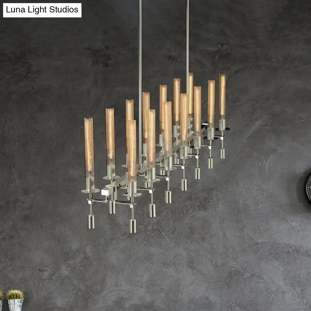 Modern black & brass tube island chandelier – kitchen hanging lamp