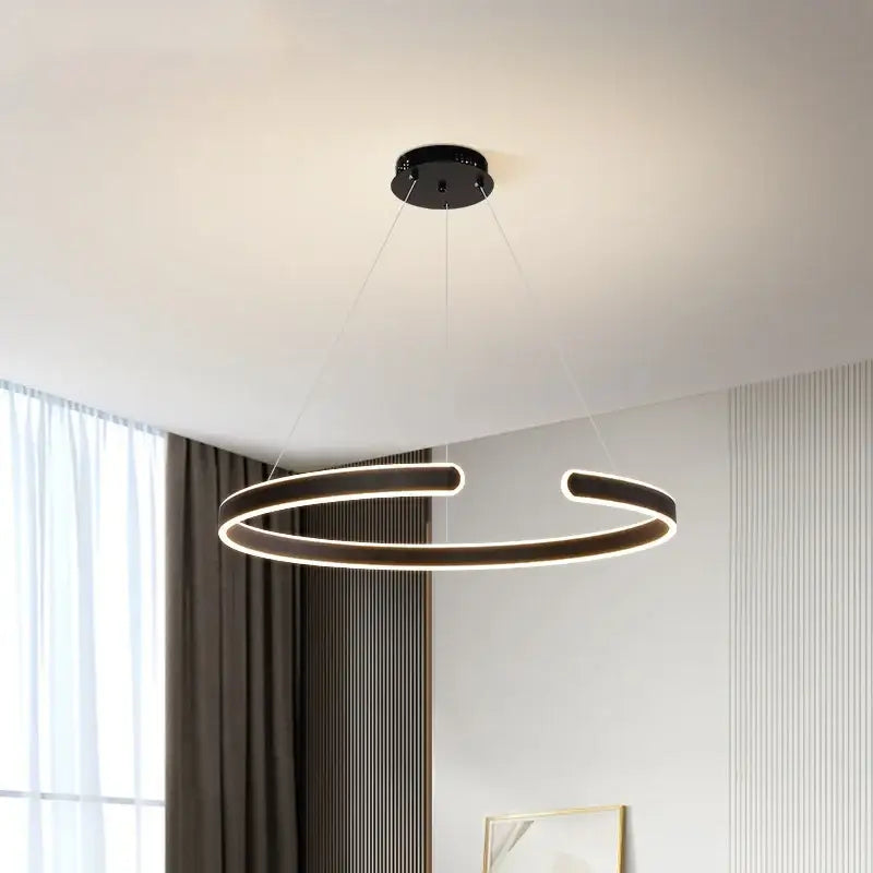 Modern black circle pendant chandelier living room led light