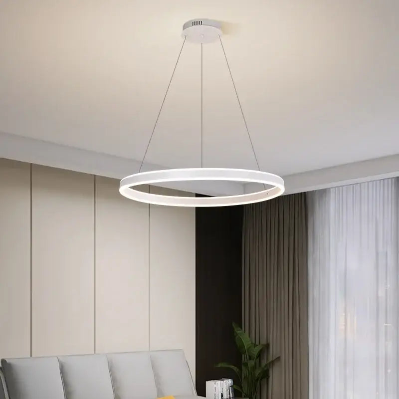 Modern black circle pendant chandelier living room led light
