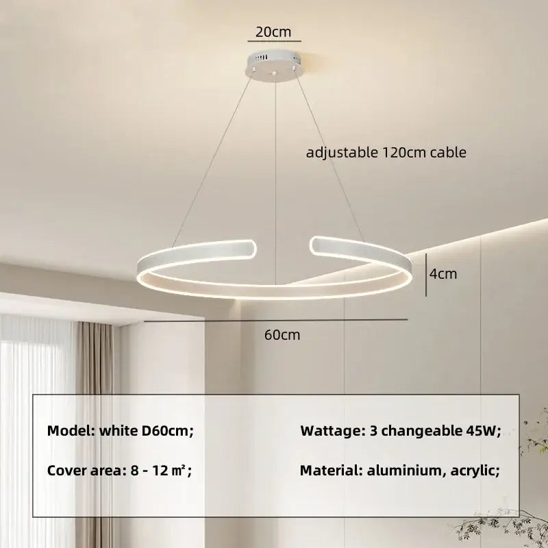 Modern black circle pendant chandelier living room led light