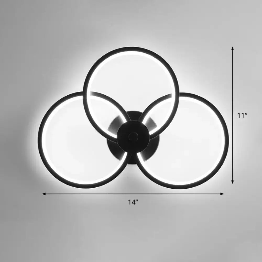 Modern black circular led light fixture – bedroom wall sconce