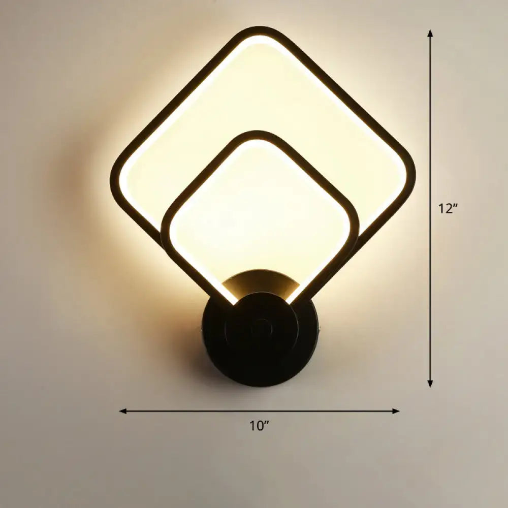 Modern black circular led light fixture – bedroom wall sconce