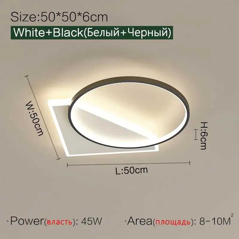 Modern black geometric led ceiling lamp for bedroom