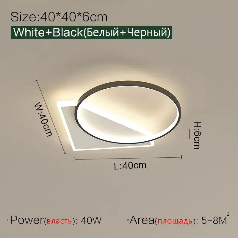 Modern black geometric led ceiling lamp for bedroom