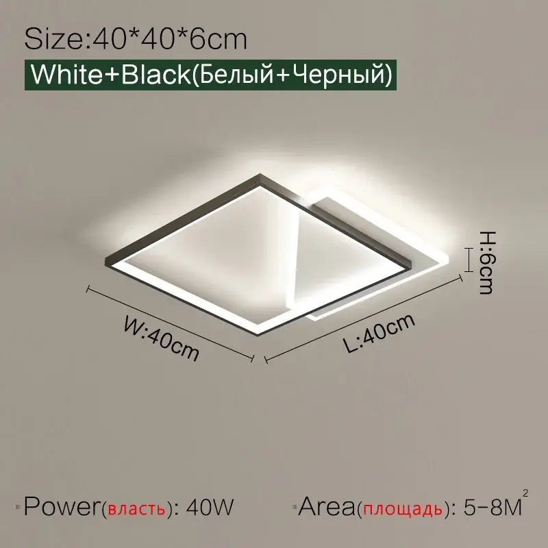 Modern black geometric led ceiling lamp for bedroom
