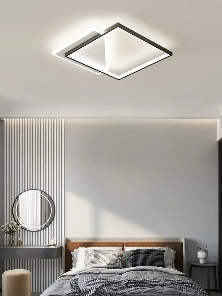 Modern black geometric led ceiling lamp for bedroom