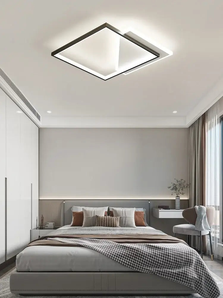 Modern black geometric led ceiling lamp for bedroom